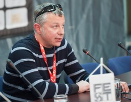 Igor Ivanov  film director  of "Room with piano"  at press conference