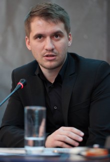 Rok Bicek, director of "Razredni sovraznik" at press conference 