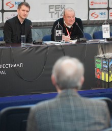 Rok Bicek, director of "Razredni sovraznik" at press conference 